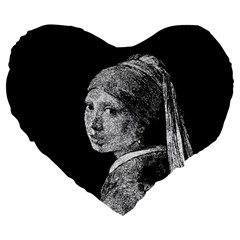 The Girl With The Pearl Earring Large 19  Premium Heart Shape Cushions by Valentinaart