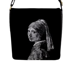 The Girl With The Pearl Earring Flap Messenger Bag (l)  by Valentinaart