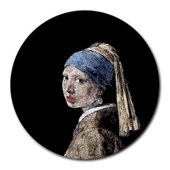 The Girl With The Pearl Earring Round Mousepads by Valentinaart