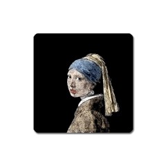 The Girl With The Pearl Earring Square Magnet by Valentinaart