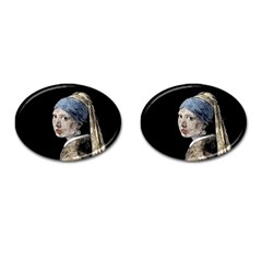 The Girl With The Pearl Earring Cufflinks (oval) by Valentinaart