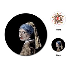 The Girl With The Pearl Earring Playing Cards (round)  by Valentinaart