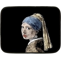 The Girl With The Pearl Earring Fleece Blanket (mini) by Valentinaart