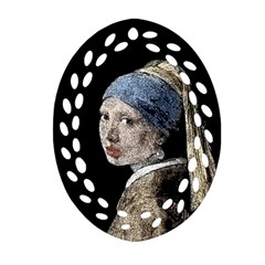 The Girl With The Pearl Earring Oval Filigree Ornament (two Sides) by Valentinaart