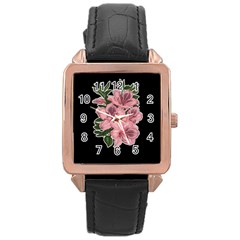 Orchid Rose Gold Leather Watch  by Valentinaart