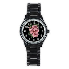 Orchid Stainless Steel Round Watch by Valentinaart