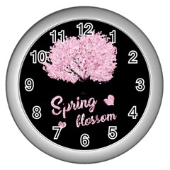 Spring Blossom  Wall Clocks (silver)  by Valentinaart