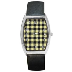 Plaid pattern Barrel Style Metal Watch