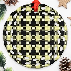 Plaid Pattern Ornament (round Filigree) by ValentinaDesign