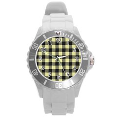 Plaid pattern Round Plastic Sport Watch (L)