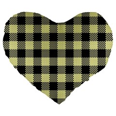 Plaid pattern Large 19  Premium Heart Shape Cushions