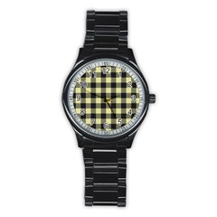 Plaid pattern Stainless Steel Round Watch