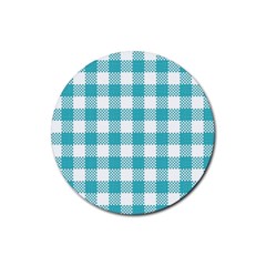 Plaid Pattern Rubber Coaster (round)  by ValentinaDesign