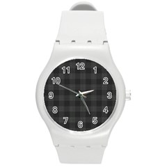 Plaid Pattern Round Plastic Sport Watch (m)