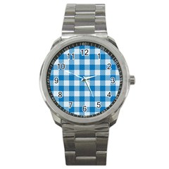 Plaid Pattern Sport Metal Watch