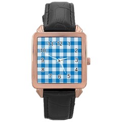 Plaid Pattern Rose Gold Leather Watch  by ValentinaDesign