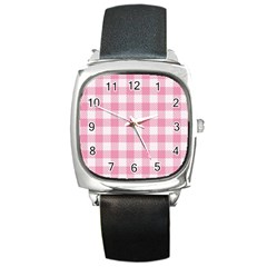 Plaid Pattern Square Metal Watch by ValentinaDesign