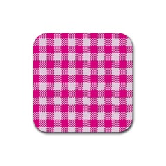 Plaid Pattern Rubber Coaster (square)  by ValentinaDesign