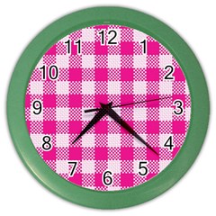 Plaid Pattern Color Wall Clocks by ValentinaDesign