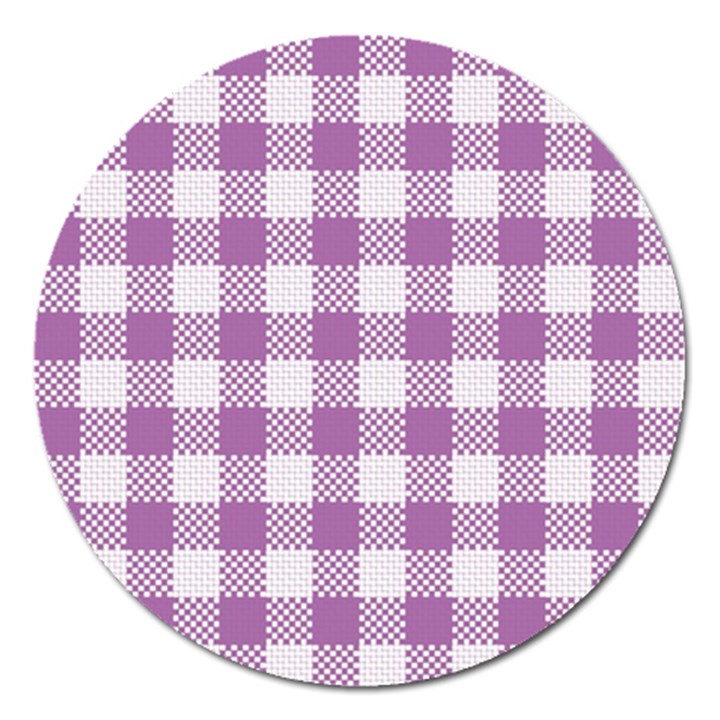 Plaid pattern Magnet 5  (Round)