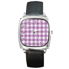 Plaid pattern Square Metal Watch