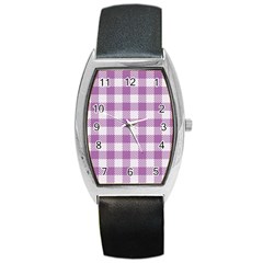 Plaid pattern Barrel Style Metal Watch