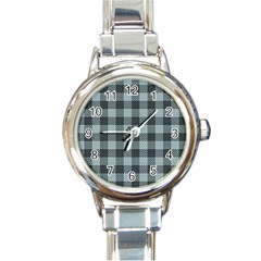 Plaid Pattern Round Italian Charm Watch