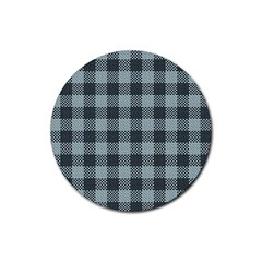 Plaid Pattern Rubber Coaster (round)  by ValentinaDesign