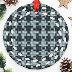 Plaid Pattern Ornament (round Filigree) by ValentinaDesign