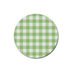 Plaid Pattern Rubber Coaster (round)  by ValentinaDesign