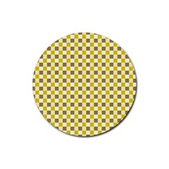 Plaid Pattern Rubber Coaster (round)  by ValentinaDesign