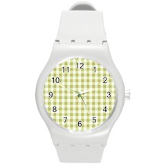 Plaid Pattern Round Plastic Sport Watch (m)