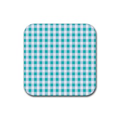 Plaid Pattern Rubber Coaster (square)  by ValentinaDesign