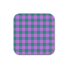 Plaid Pattern Rubber Square Coaster (4 Pack)  by ValentinaDesign