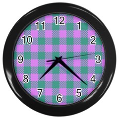 Plaid Pattern Wall Clocks (black) by ValentinaDesign