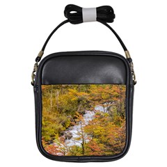 Colored Forest Landscape Scene, Patagonia   Argentina Girls Sling Bags by dflcprints