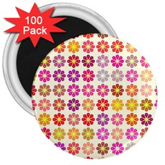 Multicolored Floral Pattern 3  Magnets (100 Pack) by linceazul