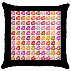 Multicolored Floral Pattern Throw Pillow Case (black) by linceazul