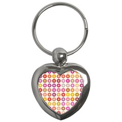 Multicolored Floral Pattern Key Chains (heart)  by linceazul