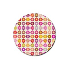 Multicolored Floral Pattern Rubber Coaster (round)  by linceazul