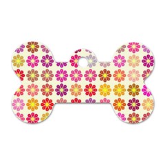 Multicolored Floral Pattern Dog Tag Bone (two Sides) by linceazul