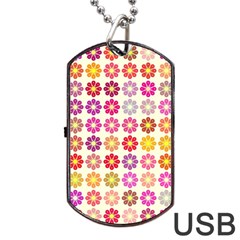 Multicolored Floral Pattern Dog Tag Usb Flash (one Side) by linceazul