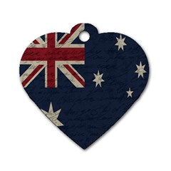 Vintage Australian Flag Dog Tag Heart (one Side) by ValentinaDesign