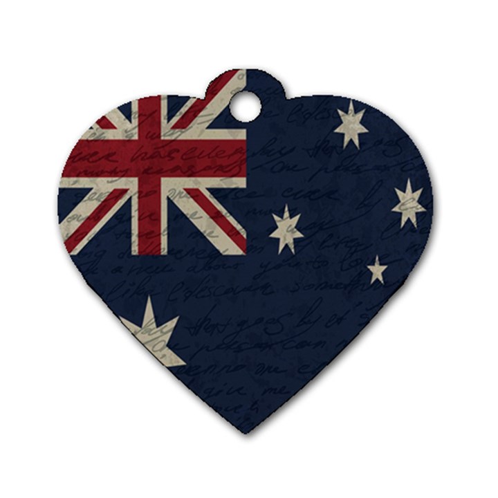 Vintage Australian flag Dog Tag Heart (One Side)