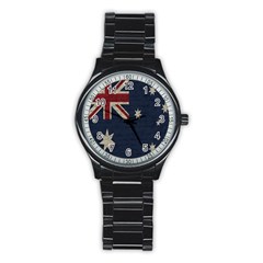 Vintage Australian Flag Stainless Steel Round Watch by ValentinaDesign