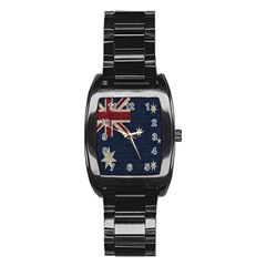 Vintage Australian Flag Stainless Steel Barrel Watch by ValentinaDesign