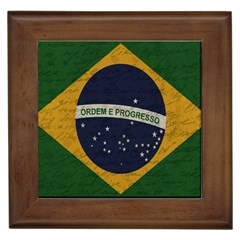 Vintage Flag - Brasil Framed Tiles by ValentinaDesign