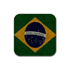 Vintage Flag - Brasil Rubber Coaster (square)  by ValentinaDesign