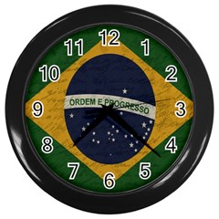 Vintage Flag - Brasil Wall Clocks (black) by ValentinaDesign