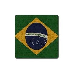 Vintage Flag - Brasil Square Magnet by ValentinaDesign